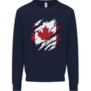Torn Canada Flag Canadian Day Football Mens Sweatshirt Jumper Navy Blue