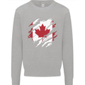 Torn Canada Flag Canadian Day Football Mens Sweatshirt Jumper Sports Grey