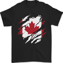 Torn Canada Flag Canadian Day Football Mens T-Shirt 100% Cotton Black