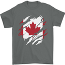 Torn Canada Flag Canadian Day Football Mens T-Shirt 100% Cotton Charcoal