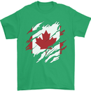 Torn Canada Flag Canadian Day Football Mens T-Shirt 100% Cotton Irish Green