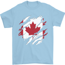 Torn Canada Flag Canadian Day Football Mens T-Shirt 100% Cotton Light Blue