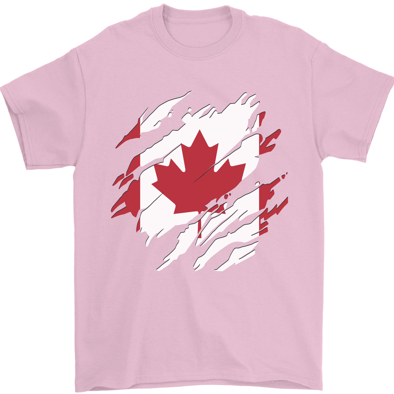 Torn Canada Flag Canadian Day Football Mens T-Shirt 100% Cotton Light Pink
