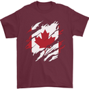 Torn Canada Flag Canadian Day Football Mens T-Shirt 100% Cotton Maroon
