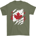 Torn Canada Flag Canadian Day Football Mens T-Shirt 100% Cotton Military Green