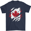 Torn Canada Flag Canadian Day Football Mens T-Shirt 100% Cotton Navy Blue