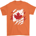 Torn Canada Flag Canadian Day Football Mens T-Shirt 100% Cotton Orange