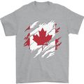 Torn Canada Flag Canadian Day Football Mens T-Shirt 100% Cotton Sports Grey