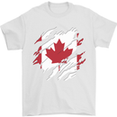 Torn Canada Flag Canadian Day Football Mens T-Shirt 100% Cotton White