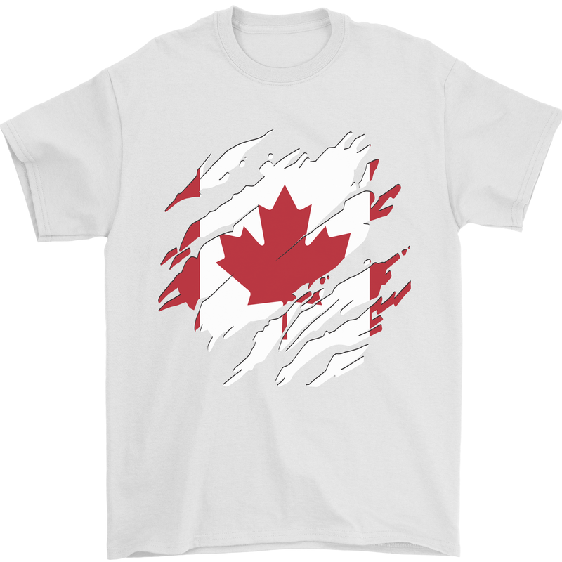 Torn Canada Flag Canadian Day Football Mens T-Shirt 100% Cotton White