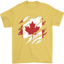Torn Canada Flag Canadian Day Football Mens T-Shirt 100% Cotton Yellow