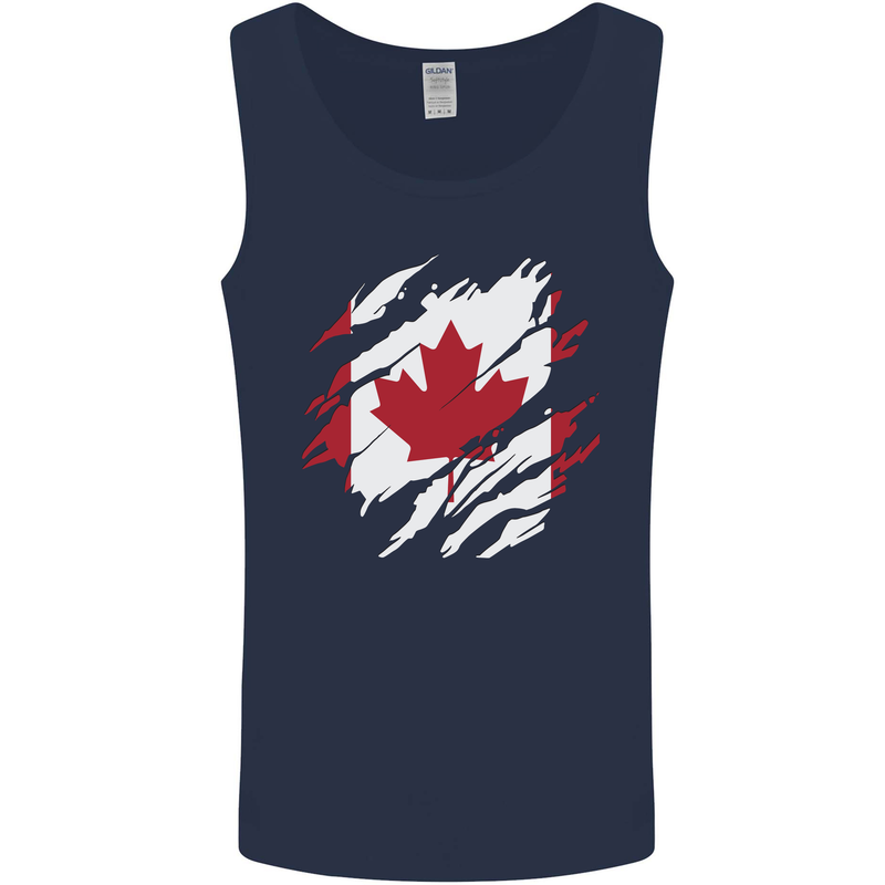 Torn Canada Flag Canadian Day Football Mens Vest Tank Top Navy Blue