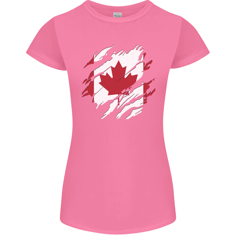 Torn Canada Flag Canadian Day Football Womens Petite Cut T-Shirt Azalea