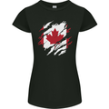 Torn Canada Flag Canadian Day Football Womens Petite Cut T-Shirt Black