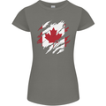 Torn Canada Flag Canadian Day Football Womens Petite Cut T-Shirt Charcoal