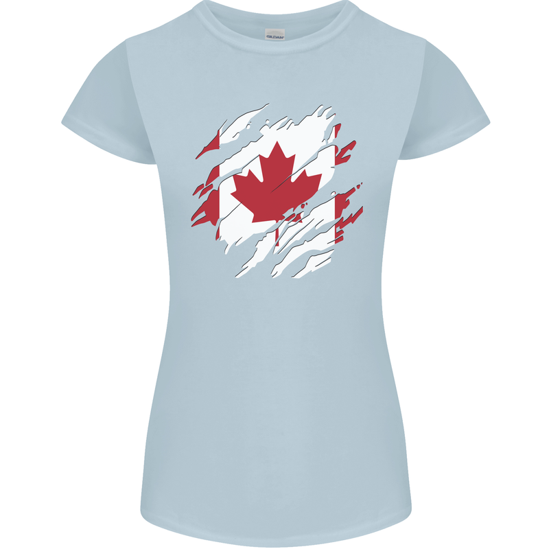 Torn Canada Flag Canadian Day Football Womens Petite Cut T-Shirt Light Blue