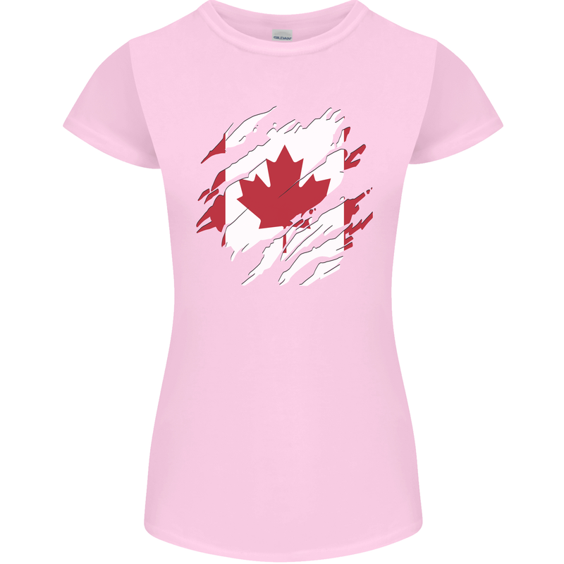 Torn Canada Flag Canadian Day Football Womens Petite Cut T-Shirt Light Pink