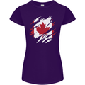 Torn Canada Flag Canadian Day Football Womens Petite Cut T-Shirt Purple