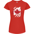 Torn Canada Flag Canadian Day Football Womens Petite Cut T-Shirt Red
