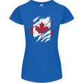 Torn Canada Flag Canadian Day Football Womens Petite Cut T-Shirt Royal Blue