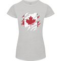 Torn Canada Flag Canadian Day Football Womens Petite Cut T-Shirt Sports Grey