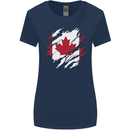 Torn Canada Flag Canadian Day Football Womens Wider Cut T-Shirt Navy Blue