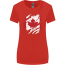 Torn Canada Flag Canadian Day Football Womens Wider Cut T-Shirt Red