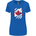 Torn Canada Flag Canadian Day Football Womens Wider Cut T-Shirt Royal Blue
