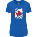 Torn Canada Flag Canadian Day Football Womens Wider Cut T-Shirt Royal Blue