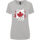 Torn Canada Flag Canadian Day Football Womens Wider Cut T-Shirt Sports Grey