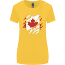 Torn Canada Flag Canadian Day Football Womens Wider Cut T-Shirt Yellow