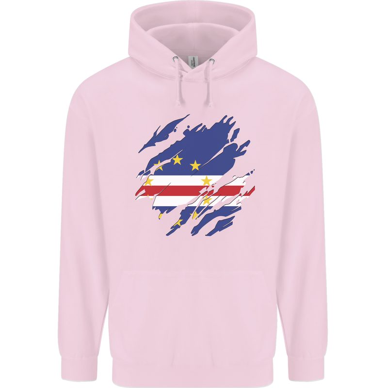 Torn Cape Verde Flag Verdean Day Football Childrens Kids Hoodie Light Pink