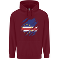 Torn Cape Verde Flag Verdean Day Football Childrens Kids Hoodie Maroon