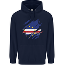 Torn Cape Verde Flag Verdean Day Football Childrens Kids Hoodie Navy Blue