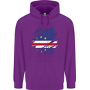 Torn Cape Verde Flag Verdean Day Football Childrens Kids Hoodie Purple