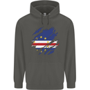Torn Cape Verde Flag Verdean Day Football Childrens Kids Hoodie Storm Grey