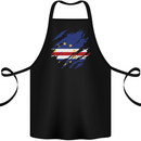 Torn Cape Verde Flag Verdean Day Football Cotton Apron 100% Organic Black
