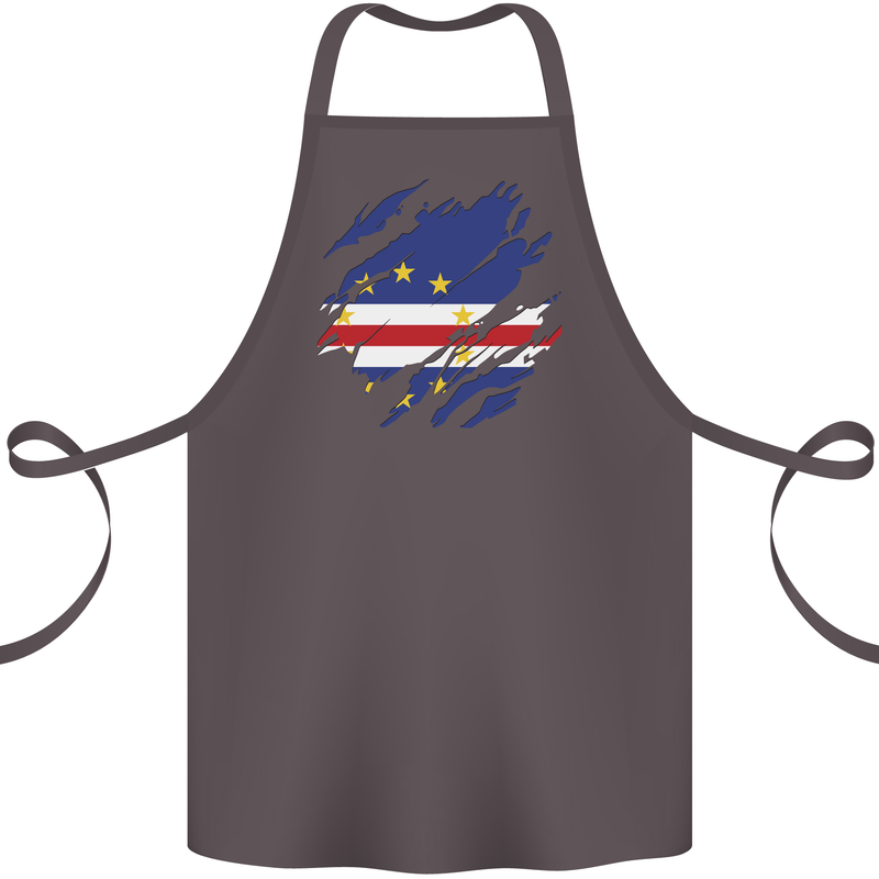 Torn Cape Verde Flag Verdean Day Football Cotton Apron 100% Organic Dark Grey