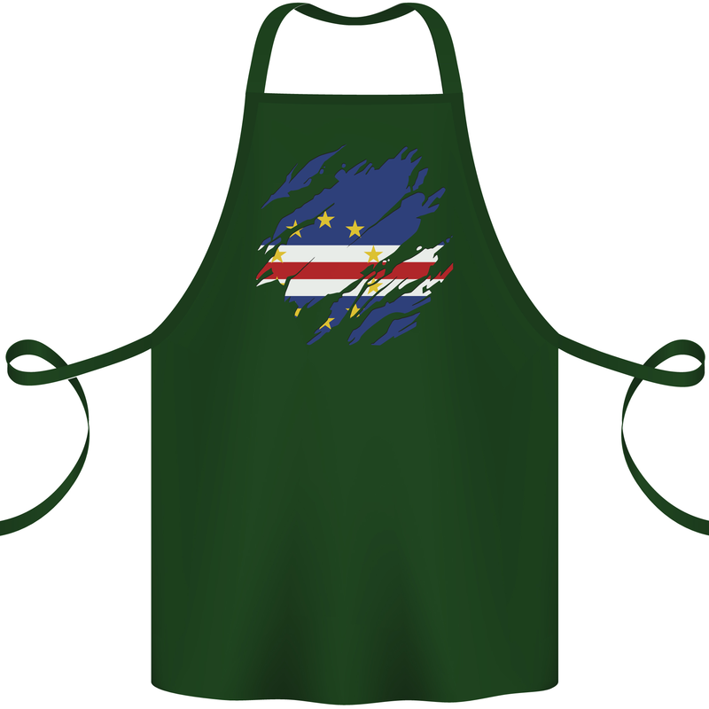 Torn Cape Verde Flag Verdean Day Football Cotton Apron 100% Organic Forest Green