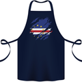 Torn Cape Verde Flag Verdean Day Football Cotton Apron 100% Organic Navy Blue