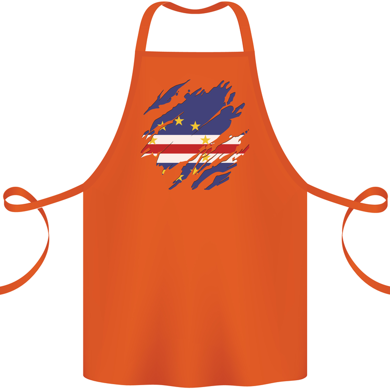 Torn Cape Verde Flag Verdean Day Football Cotton Apron 100% Organic Orange