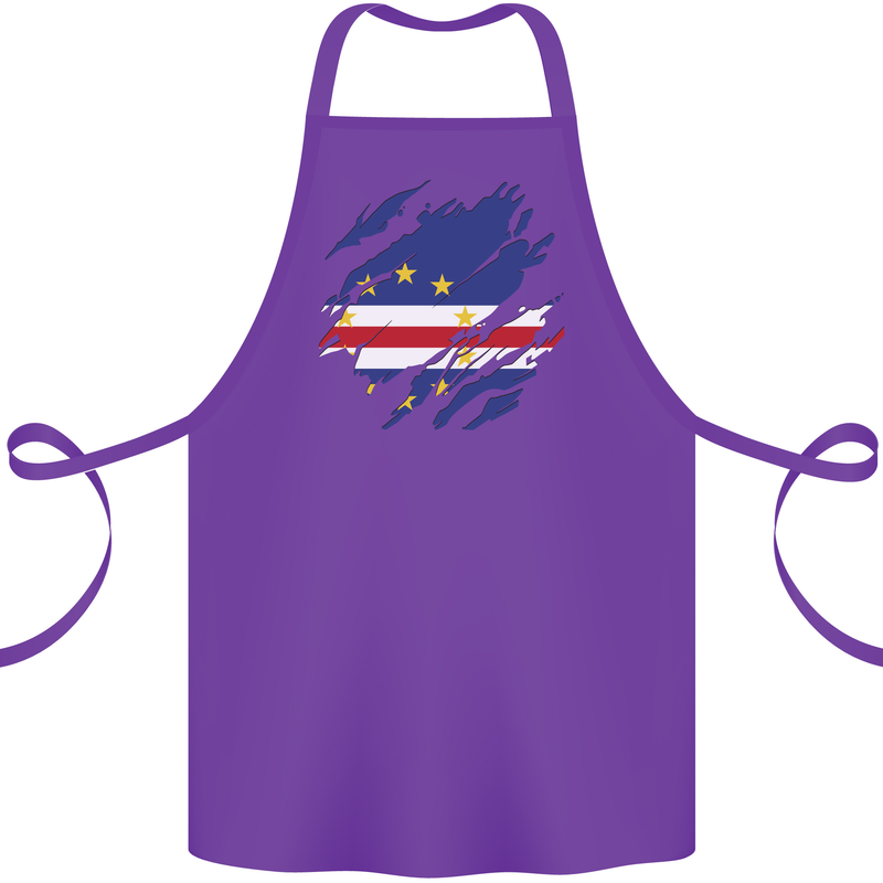 Torn Cape Verde Flag Verdean Day Football Cotton Apron 100% Organic Purple