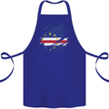 Torn Cape Verde Flag Verdean Day Football Cotton Apron 100% Organic Royal Blue