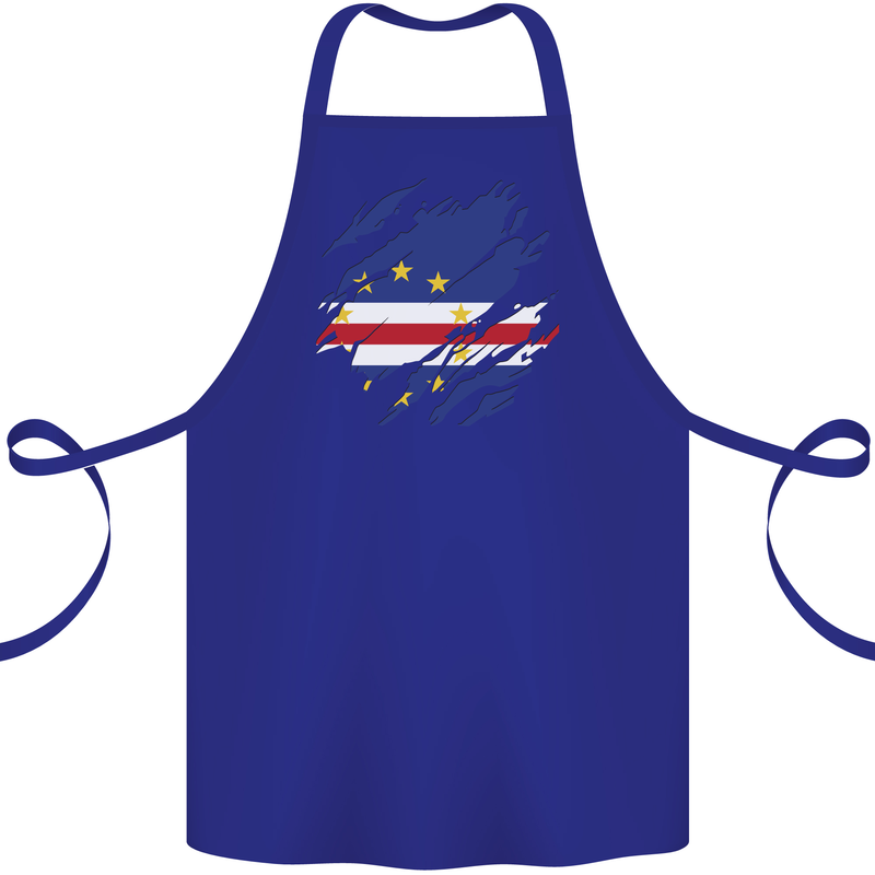 Torn Cape Verde Flag Verdean Day Football Cotton Apron 100% Organic Royal Blue