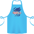 Torn Cape Verde Flag Verdean Day Football Cotton Apron 100% Organic Turquoise