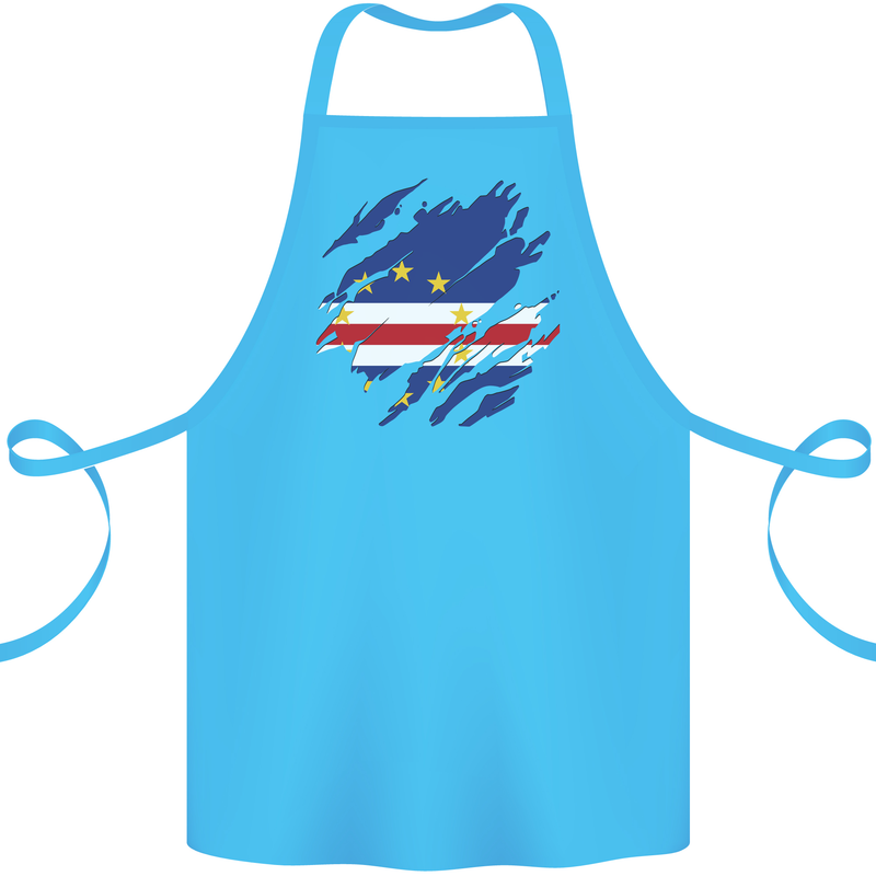 Torn Cape Verde Flag Verdean Day Football Cotton Apron 100% Organic Turquoise