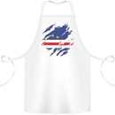 Torn Cape Verde Flag Verdean Day Football Cotton Apron 100% Organic White