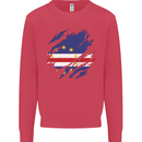 Torn Cape Verde Flag Verdean Day Football Kids Sweatshirt Jumper Heliconia