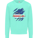 Torn Cape Verde Flag Verdean Day Football Kids Sweatshirt Jumper Peppermint