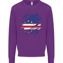 Torn Cape Verde Flag Verdean Day Football Kids Sweatshirt Jumper Purple